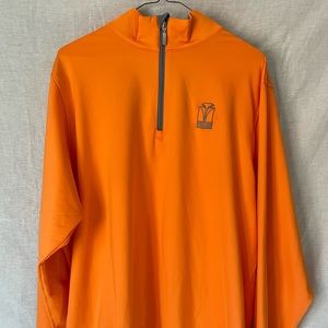Three quarter zip long sleeve golf shirt w/ Blackwolf Run golf course logo.
